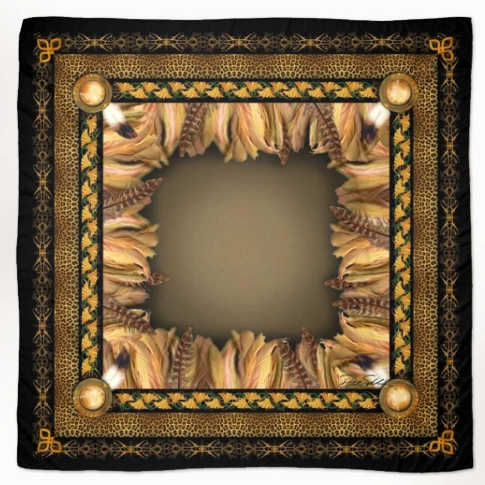 Egyptian Dream Catcher Tribal Wedding Shawl, Chiffon Oversized Square Scarf - Picture 2 of 13